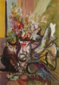 Derrick Latimer Sayer (1917-1991) Still life - a jug of flowers upon a table, signed, gouache, 81