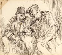 Henry Lamb (1883-1960) Two Old Men Conversing pen and ink 22 x 26cm. Provenance: Henrietta Phipps,