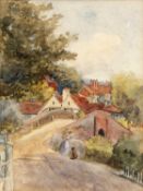 George Edward Alexander (1865-1931) The Bridge, Sonning, exh. label verso, watercolour, and four
