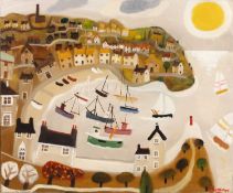 Alan Furneaux (b.1953) Boats at Sunrise signed (lower right) oil on canvas 51 x 61cm. Frame with