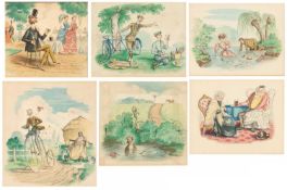 After Rex Whistler 'Songs of our Grandfathers Re-Set in Guinness Time', six coloured caricature