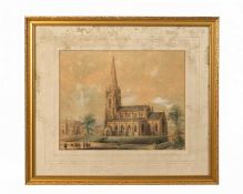 G. J. Hulme (19th century) Hartshill church, near Stoke on Trent, signed and dated 1847,