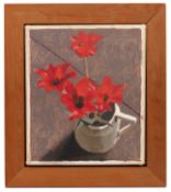 John Newberry (b.1934) 'Tulips', signed, oil on canvas, 34 x 28cm, and two further by the same hand.