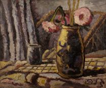 Paul Earee (1888-1968) Still life - a vase of flowers with smaller vase alongside, signed, oil on