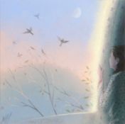 Nicholas Hely-Hutchinson (b.1955) Watching the Birds at Dusk signed with initials (lower left) oil