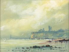 Terence McArdle (b.1940) Coastal scene, Tynemouth, signed, oil on board, 17.5 x 23.5cm