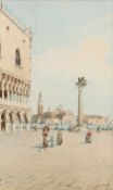 Carlo Giuseppe Saletta (1770-1849) Venice, with figures on the promenade, signed, watercolour, 26