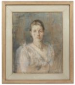 English School (late 19th century) Portrait of Eleanor Palmer wearing a lace trimmed frock and