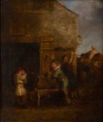 Circle of Charles Hunt (1803-1877) A prank at the well, oil on canvas