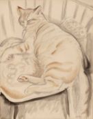 Eric Newton (1893-1965) Two studies of sleeping cats both signed in pencil, one inscribed 'To Claire