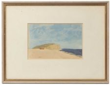 John Newberry (b.1934) 'West Bay from the Cliffs looking West', signed, watercolour, 24.5 x 27cm,