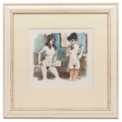 Sydney Horne-Shepherd (1909 – 1993) ‘Two Nudes’, signed, mixed media, 24.5 x 27 cm