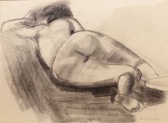 Samuel Dodwell (1909-1990) 'Study of a reclining nude woman', charcoal on paper, signed lower right,