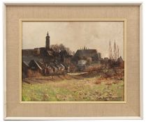 Jessica Bohannak (20th century) 'View of the City of Mons, Belgium', signed and dated 1978, oil on