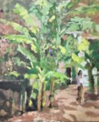 Eric Peet (20th century) Indian street scene, circa 1960, oil on canvas, 60 x 50cm (unframed)