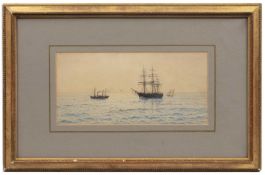 Tristram Ellis (1844-1922) 'Towing a Ship into the Mersey', signed and dated 1819, watercolour, 16.5