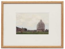 John Newberry (b.1934) 'The Baptistry, Pisa, 1989', signed, watercolour, 14.5 x 22cm, and three