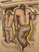 George Bissill (1896 - 1973) Miners at work, signed, watercolour and bodycolour, 61 x 46cm There