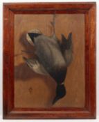 19th Century School A trompe l'oeil study - a dead game bird hanging from a hook, oil on board, 60 x