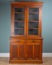 A late Victorian walnut bookcase