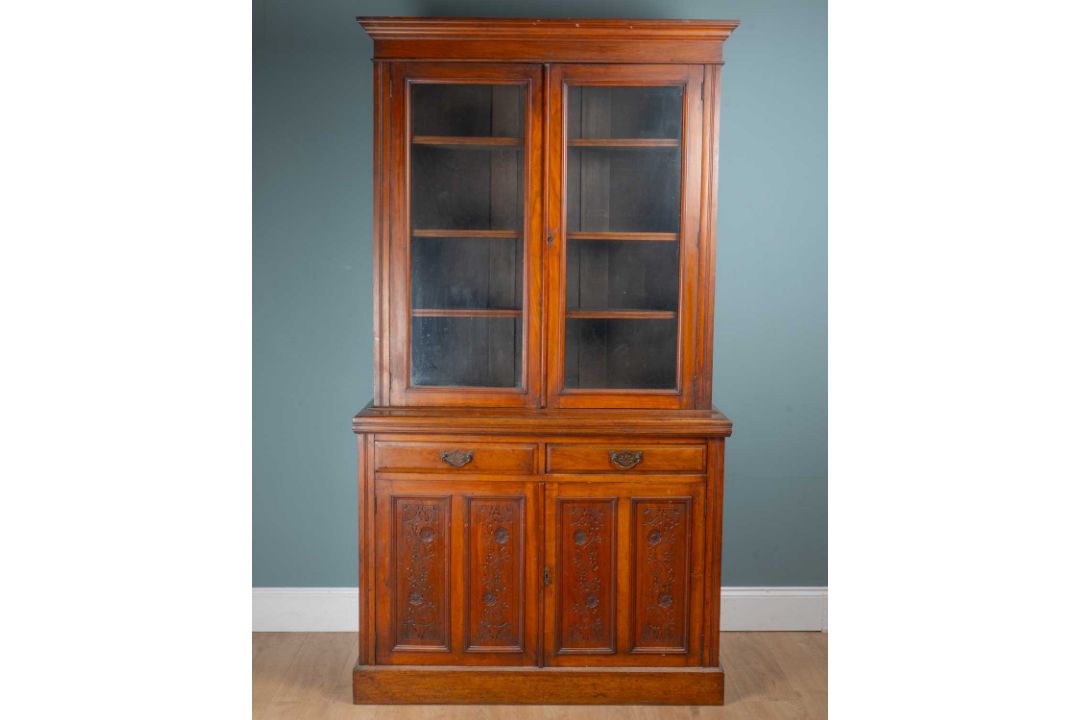 A late Victorian walnut bookcase
