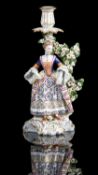 A 19th-century porcelain candlestick
