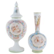 Two French opaline glass vases