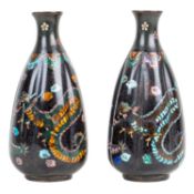A pair of late 19th century cloisonné vases