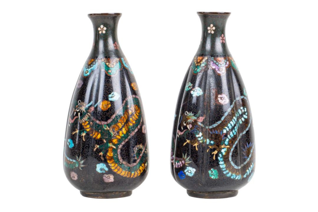 A pair of late 19th century cloisonné vases - Image 1 of 4