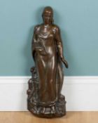 A 20th century bronze wall-mounted statue of Saint Barbara