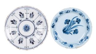 Two 18th century English Delft plates