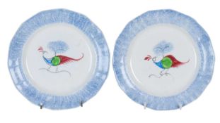 A pair of Staffordshire Pearlware 'Peafowl' plates
