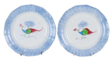 A pair of Staffordshire Pearlware 'Peafowl' plates