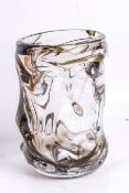 A mid-century Whitefriars 'knobbly' clear glass vase.