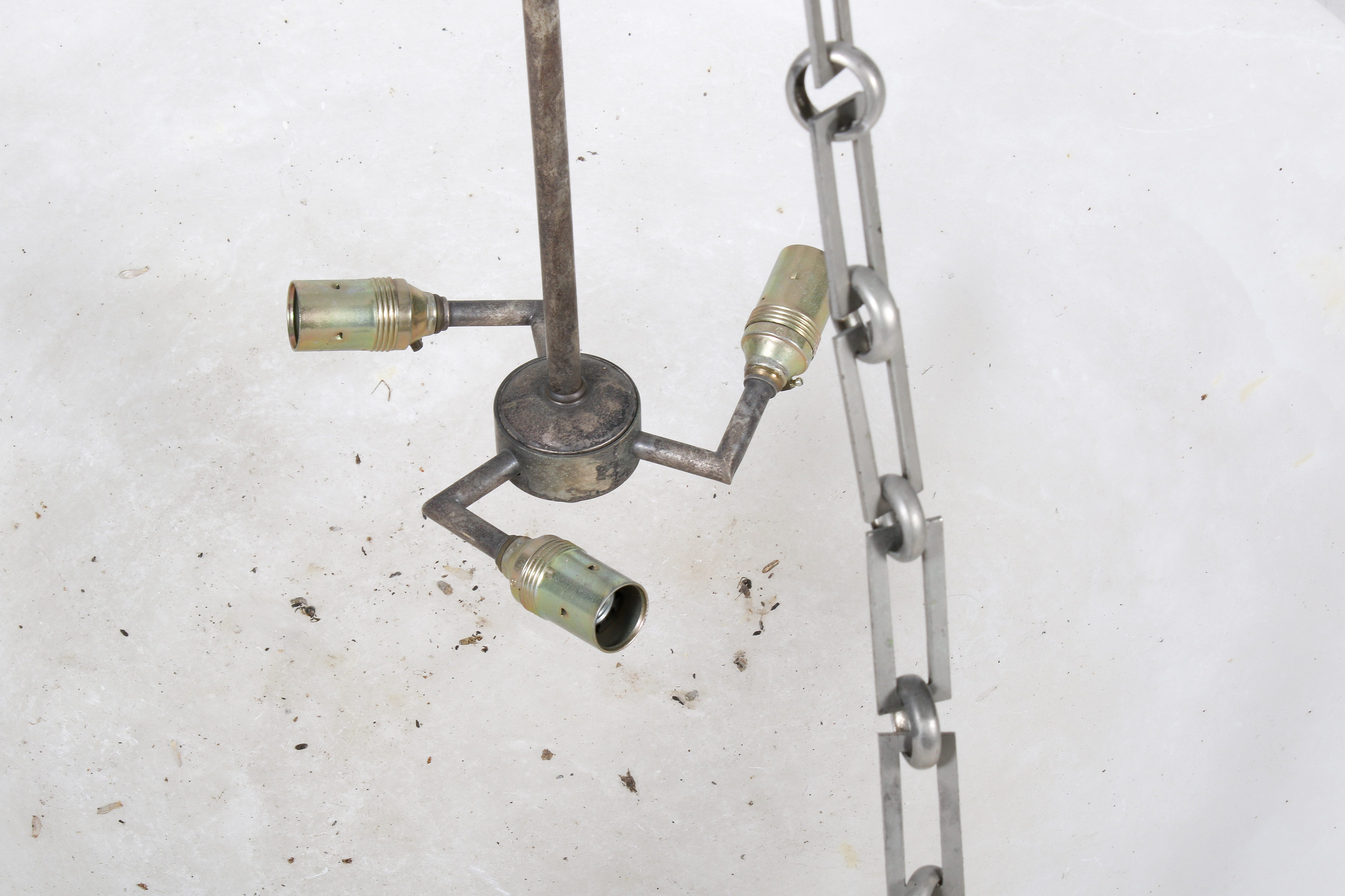 An early/mid-20th century large alabaster ceiling pendant light, probably French. - Image 2 of 4