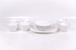 A Shelley white glazed porcelain tea service.