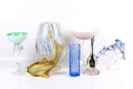 Seven pieces of 20th century glassware.