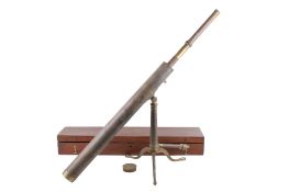 An M. Berge London Late Ramsden early 20th century brass telescope.