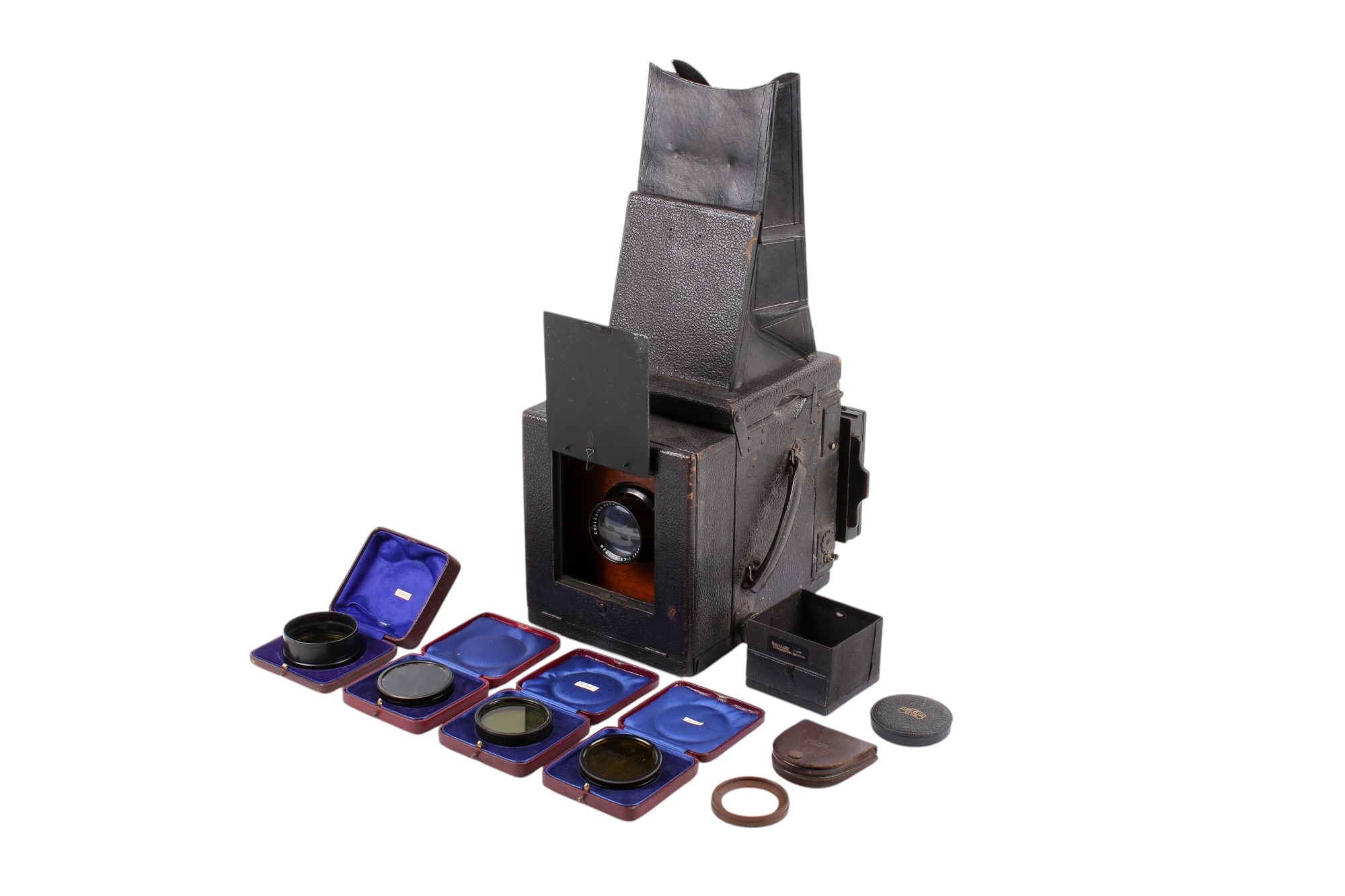 A Shew Reflector reflex plate camera. With a Carl Zeiss 18cm f4.