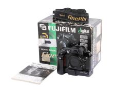 A Fujifilm FinePix S1 Pro Digital SLR camera body. With strap, instruction manual and makers box.