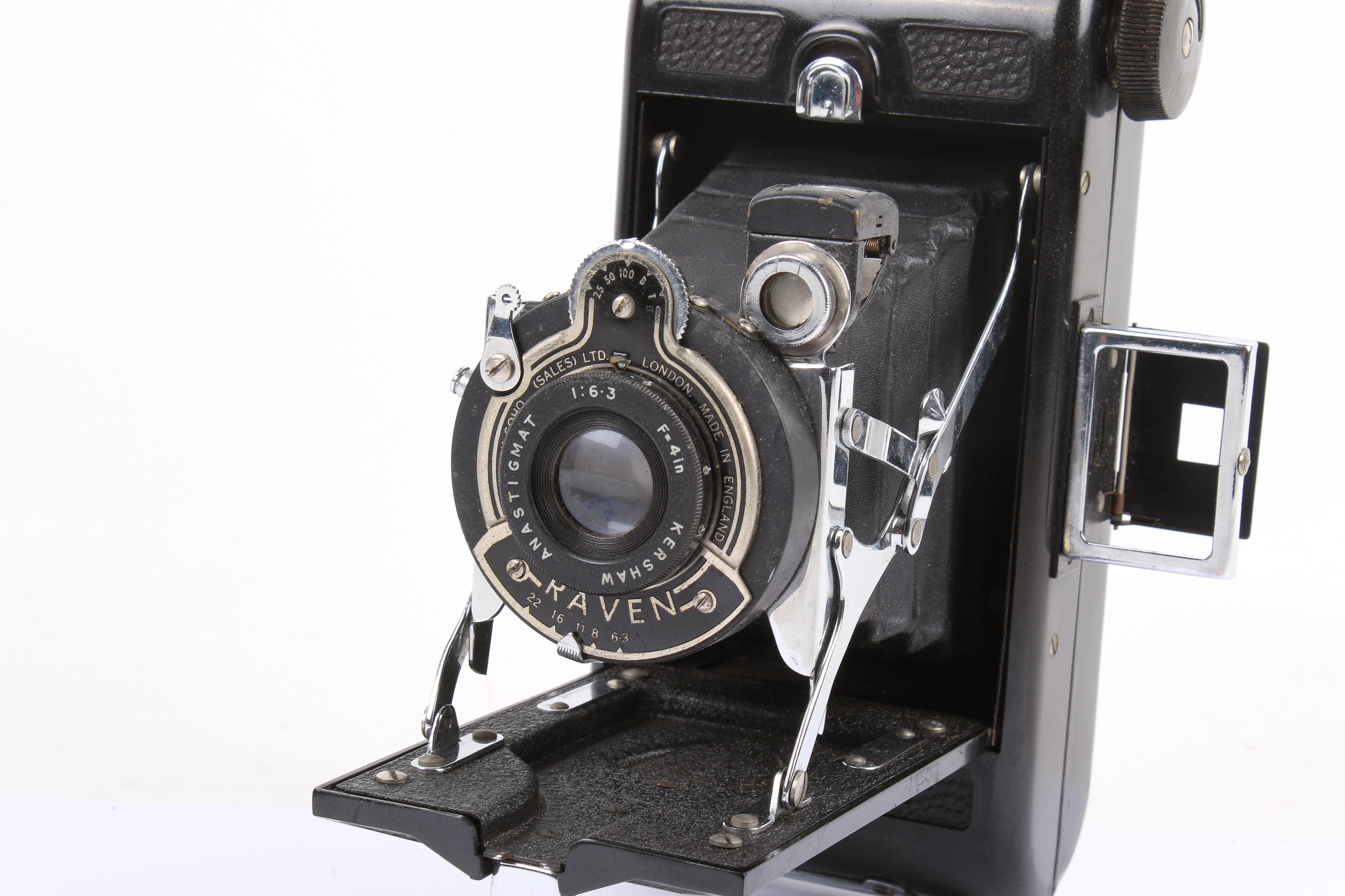 A Kershaw Raven 6 x 9 Medium Format Folding camera. Black Baselite. With a Kershaw 4 Inch f6. - Image 2 of 4