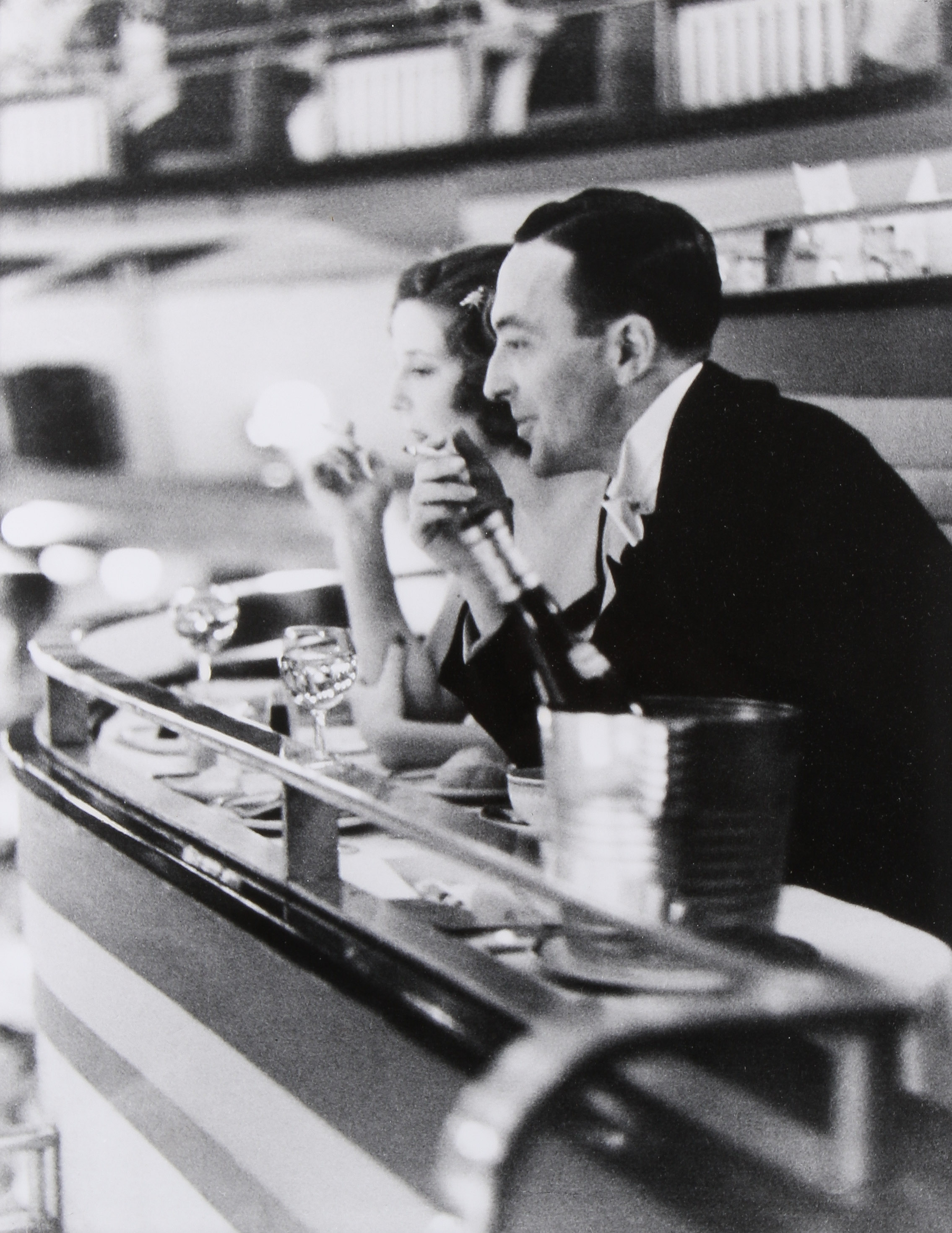 A black and white silver gelatin resin photograph of 'Dining Out'.