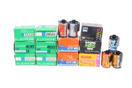 An assortment of expired 35mm film stock. Mostly slide film.