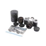 A Yashica FR 35mm SLR camera outfit. Chrome. Serial number 60800980.