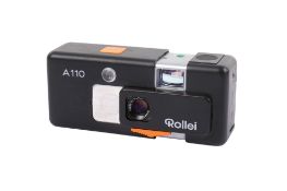 A Rollei Germany A110 Sub-Miniature camera. Serial Number 3080598. With a Tessar 23mm f2.