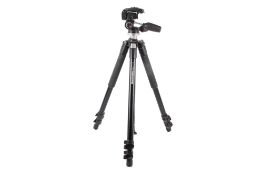 A Manfrotto 055XB camera tripod. Black. With a Manfrotto 804RC2 head.