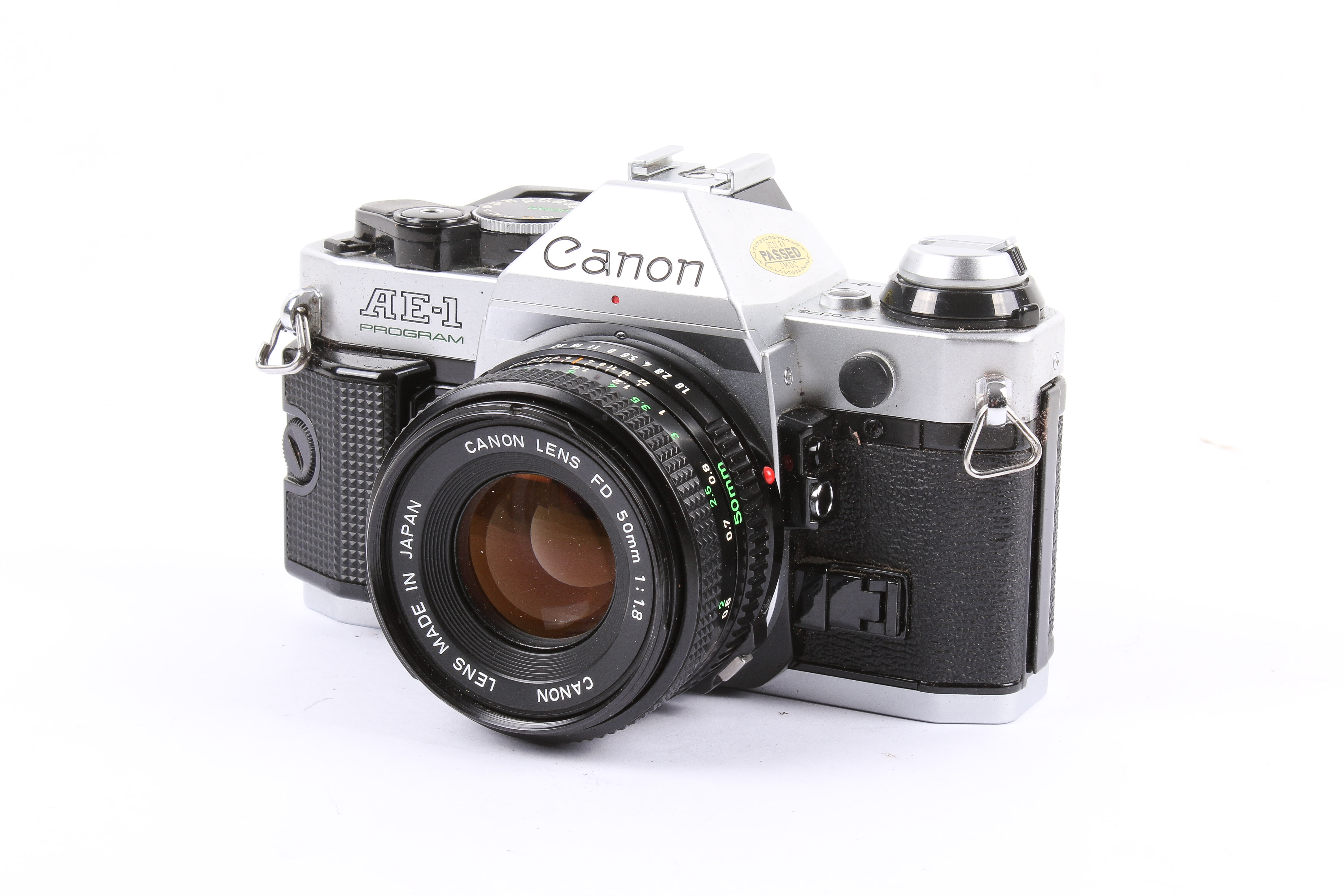 A Canon AE-1 Program 35mm SLR camera outfit. Chrome. Serial number 2770376. - Image 2 of 6