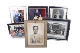 A black and white portrait photograph of Nawab Sir Hamidullah Khan, and five others.