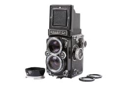 A Rolleiflex 2.8D 6 x 6 Medium Format TLR camera. Serial number 1609908.