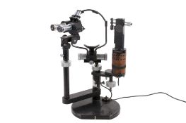 A Carl Zeiss Jena Slit Lamp. Serial number 4176. Black.